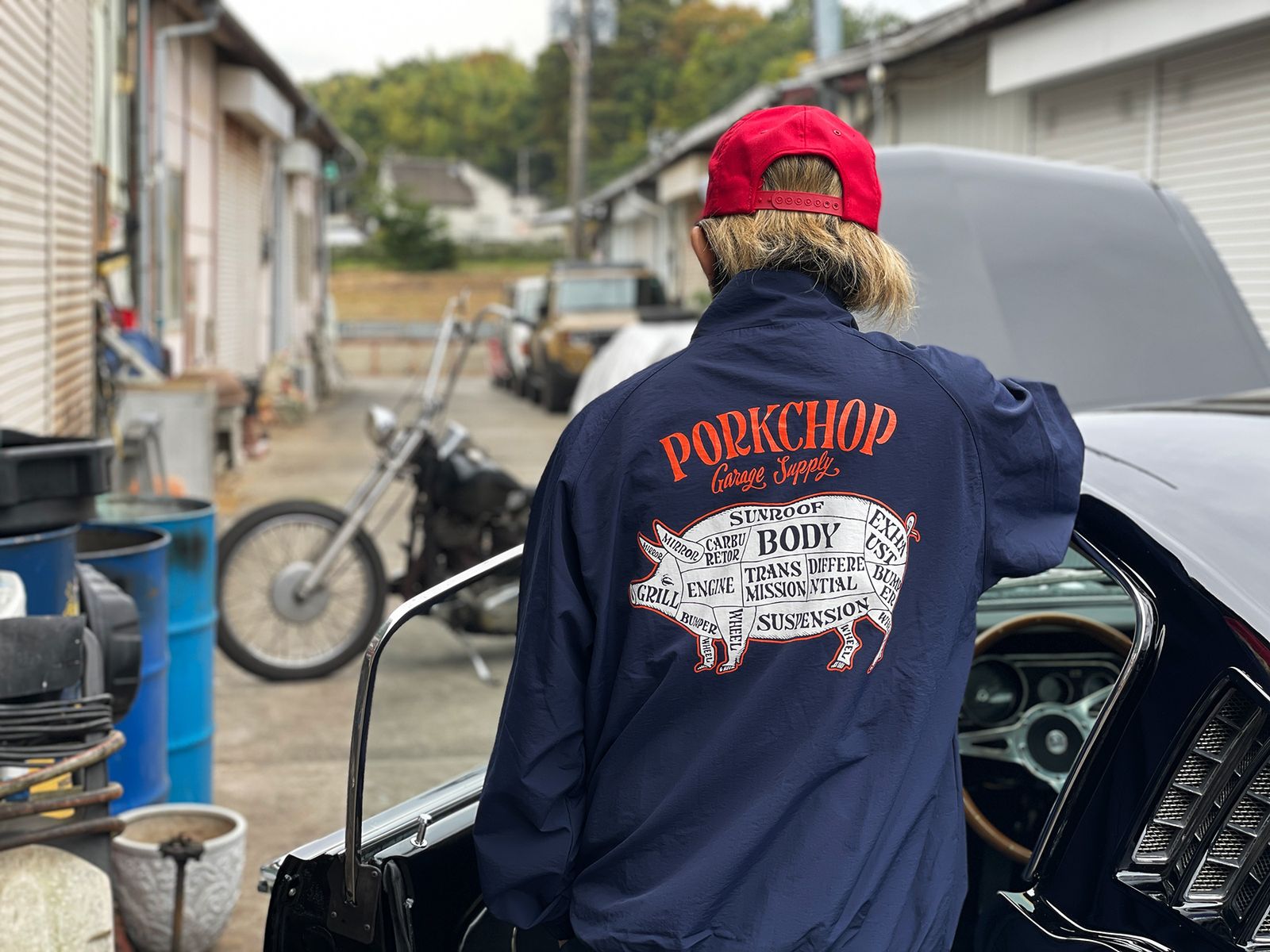 【ラスト1点】PORK BACK NYLON JKT (NAVY) / ポークバック ナイロン トラック ジャケット