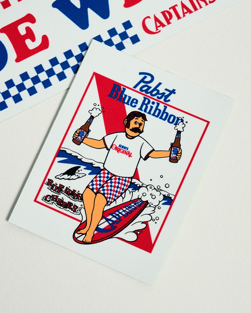 × Pabst Blue Ribbon STICKER SET (WHITE) / ×パブストブルーリボン コラボ ステッカー セット