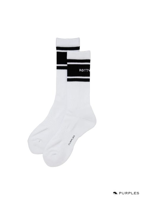 R9 LINE SOX (WHITE) / ×パープルズ コラボ ジャガードロゴ ソックス