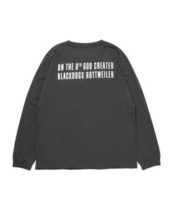 R9 GOD LS TEE (BLACK) / タイポグラフィ プリント オリジナル Tシャツ