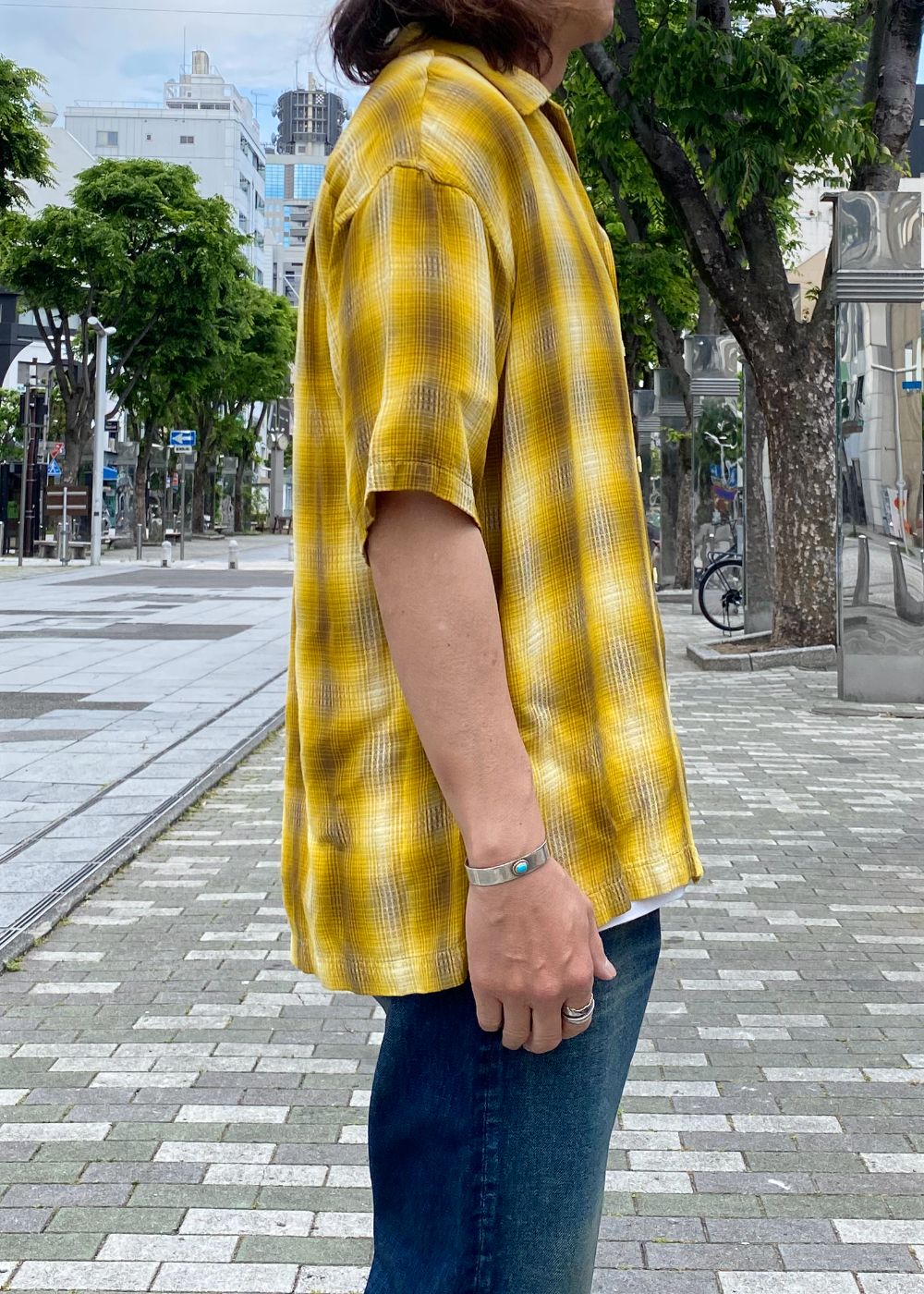 Rayon Dobby Plaid S.S Open Collar SH (YPT) / オンブレチェック オープンカラーシャツ