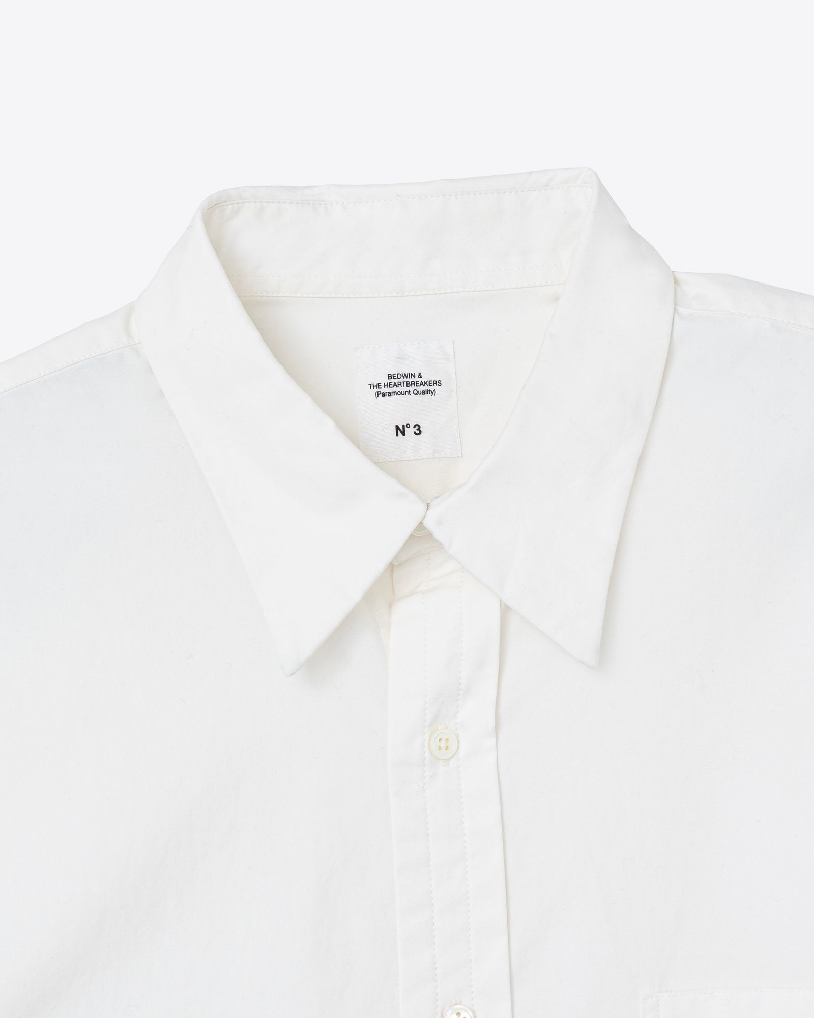 L/S LONG POINT COLLAR SHIRT "LYNCH" (WHITE) / オックスフォード レギュラーカラー シャツ