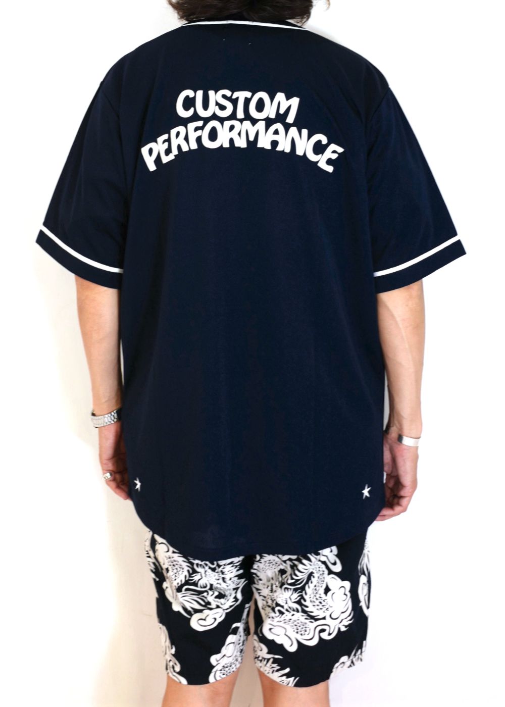 M&M CUSTOM PERFORMANCE - DRY ATHLETIC BASEBALL SHIRT (NAVY×WHITE 