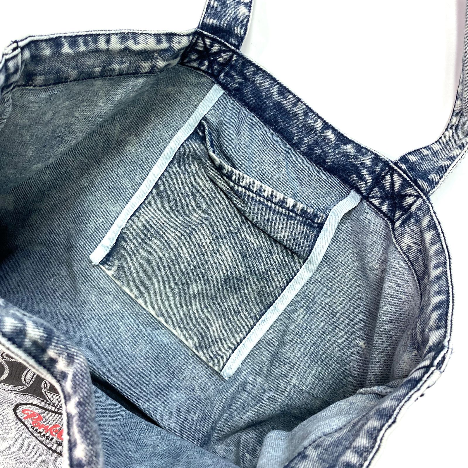 SPINNING DENIM TOTE BAG (CHEMICAL WASH DENIM) / スピニング デニム トートバッグ