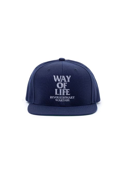 EMBROIDERY CAP "WAY OF LIFE" (NAVY×SILVER GRAY) / ロゴ刺繍ベースボールキャップ