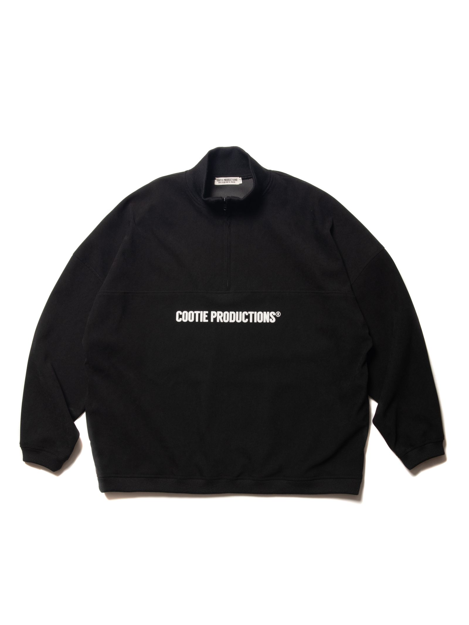 COOTIE PRODUCTIONS - POLYESTER VELOUR HALF ZIP L/S TEE (BLACK