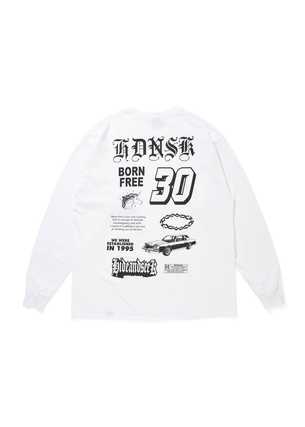 30 L/S Tee (WHITE) / プリント ロングスリーブ Tシャツ
