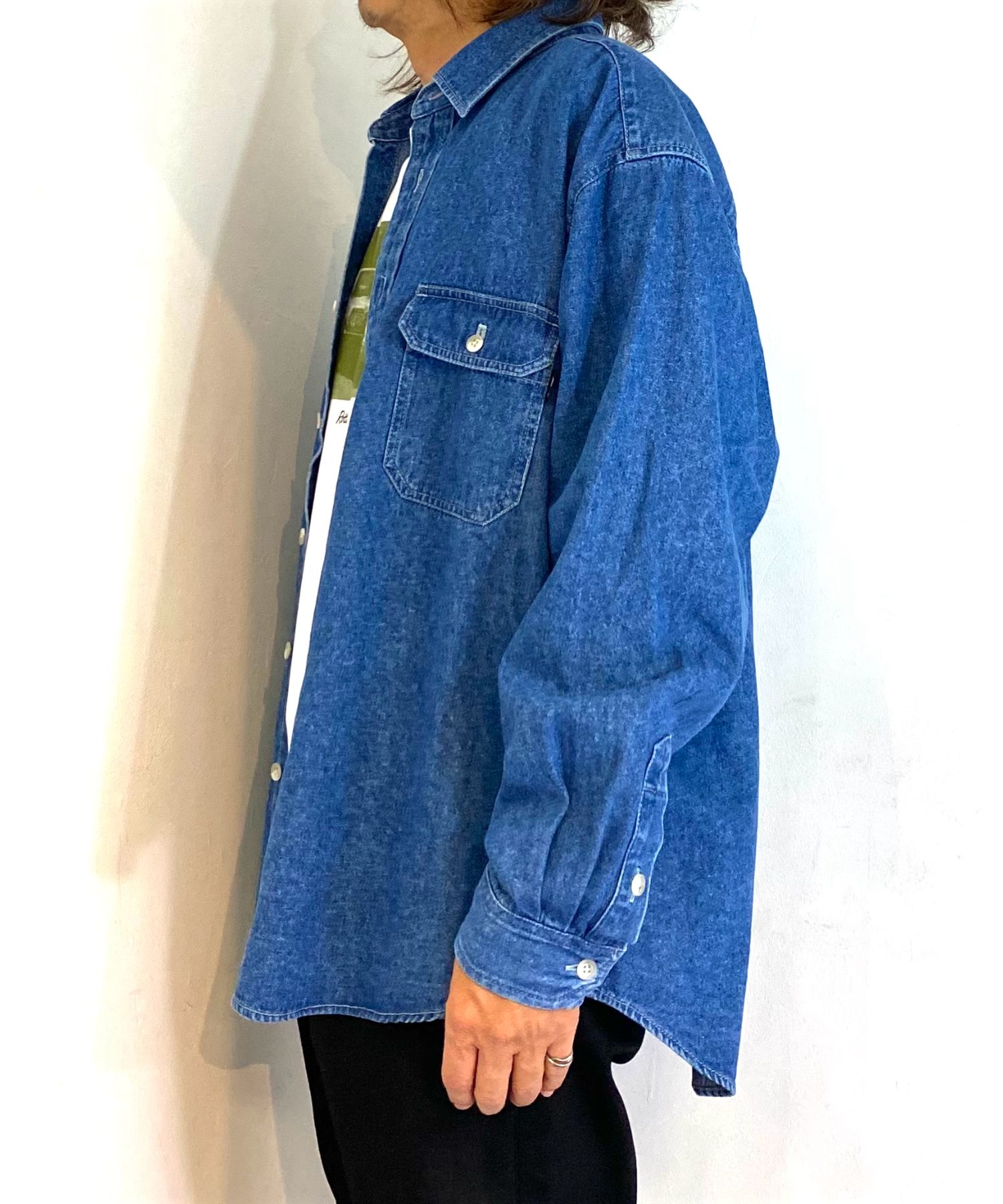 R9 WASHED DENIM SHIRT (INDIGO) / デニム シャツ