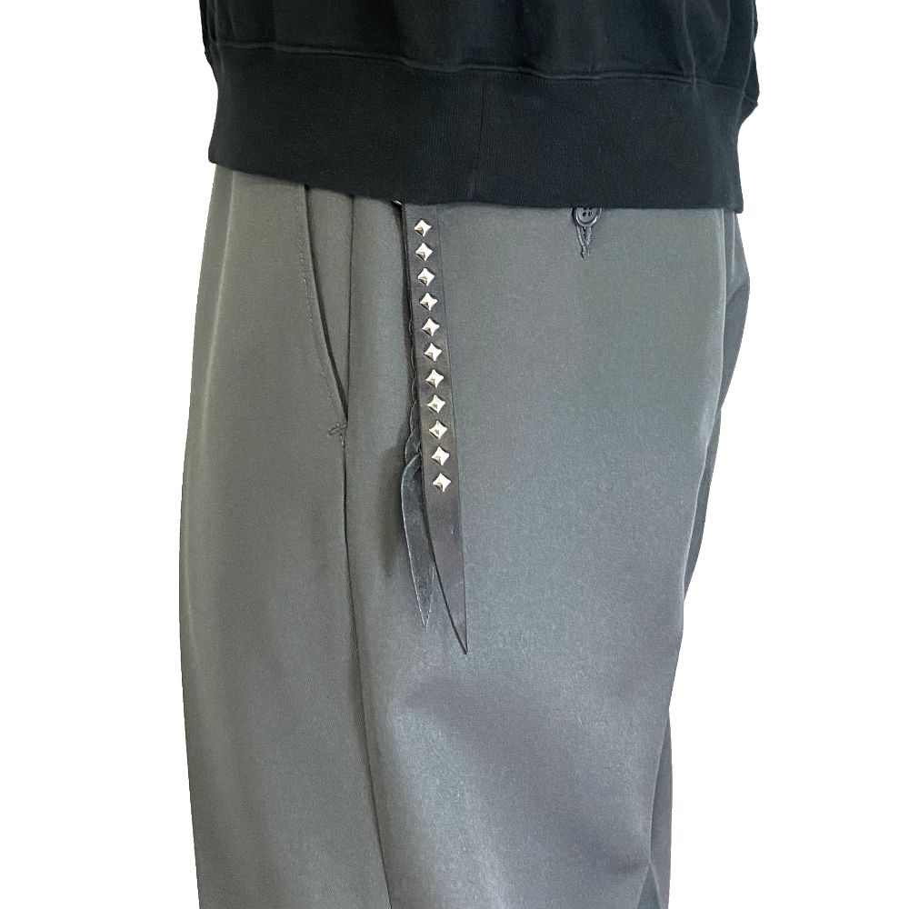 CALEE - 【ラスト1点】STUDS & KNITTING LEATHER SHORT KEY RING