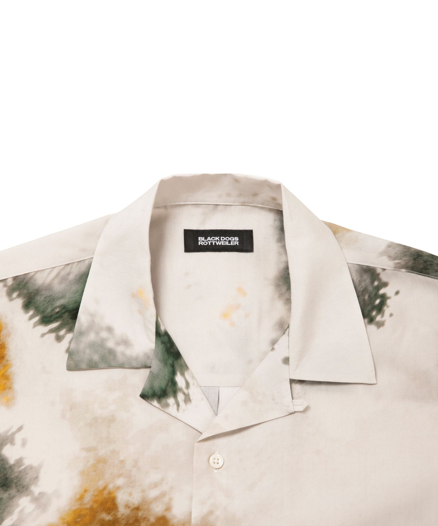 R9 PAINTED SS SHIRT (BEIGE) / オリジナル プリント オープンカラー シャツ