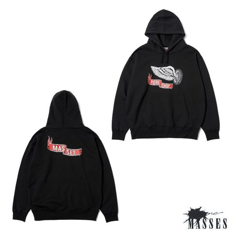 【ラスト1点】SWEAT HOODED FLING WEEL P (×MASSES) (BLACK) / マシス コラボレーション スウェット パーカー