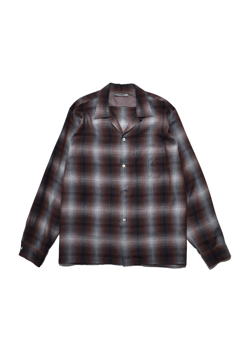T.Rayon Ombre Open Collar Shirt Open Collar Shirt (BRT) / オンブレチェック オープンカラーシャツ