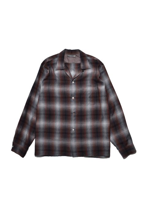 T.Rayon Ombre Open Collar Shirt Open Collar Shirt (BRT) / オンブレチェック オープンカラーシャツ