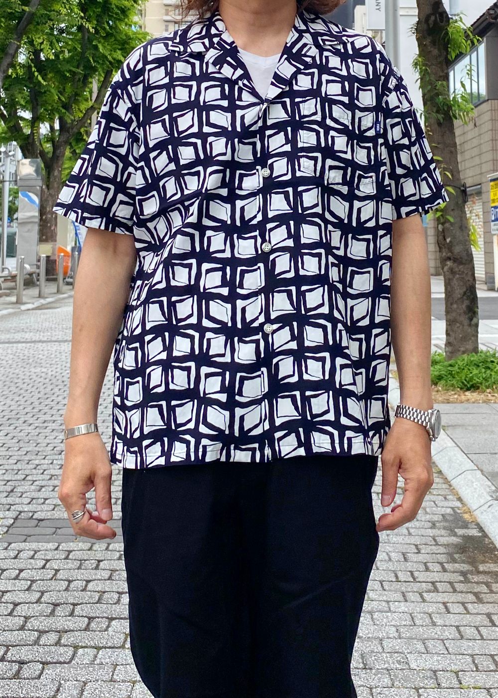 ATOMIC S/S SHIRT (NAVY) / アトミック柄 アロハ シャツ
