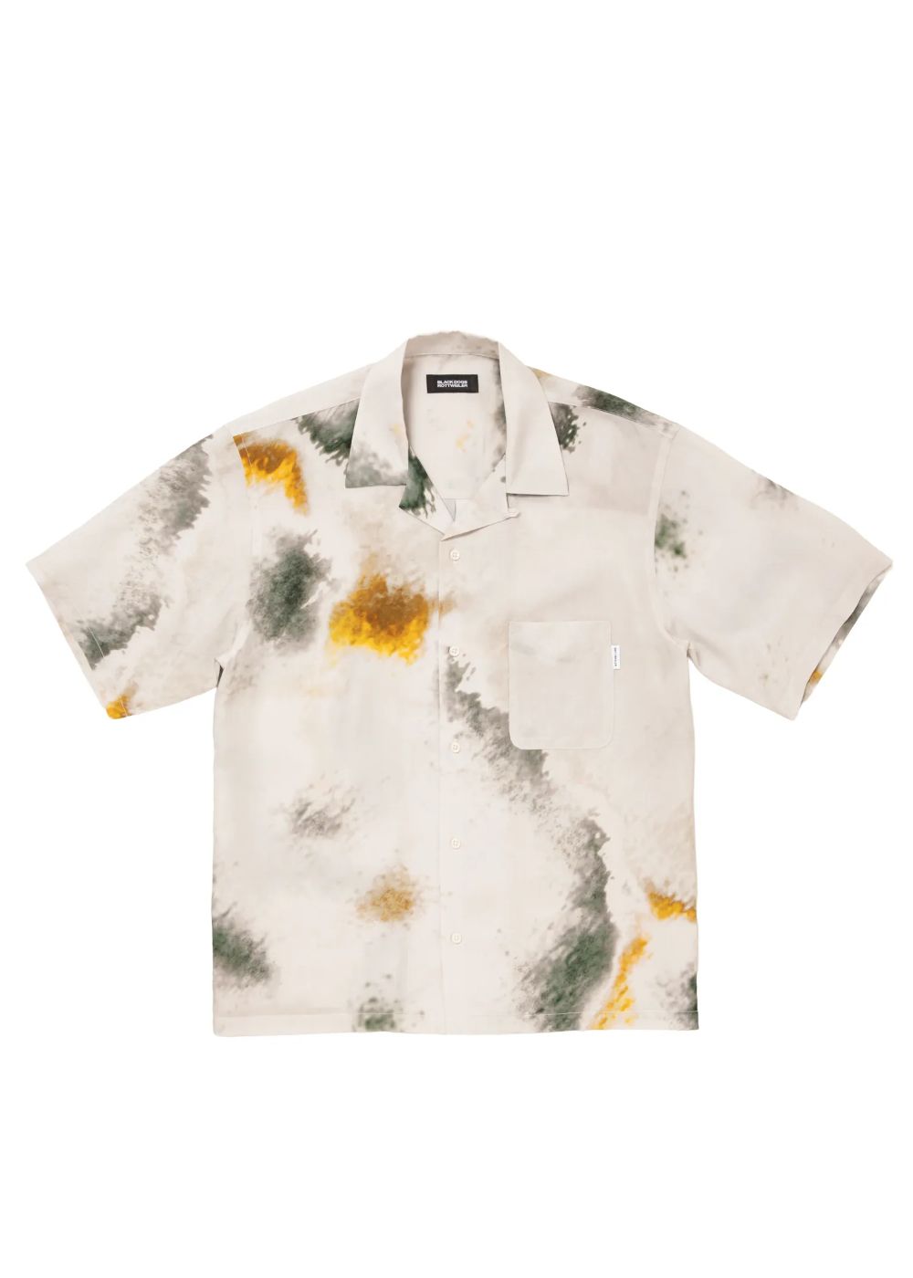 R9 PAINTED SS SHIRT (BEIGE) / オリジナル プリント オープンカラー シャツ