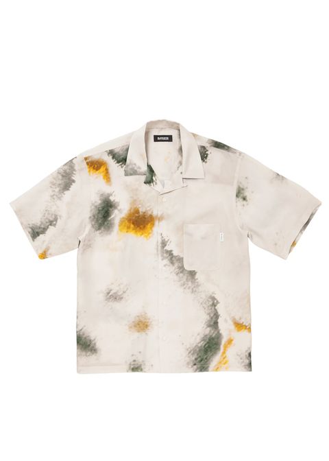 R9 PAINTED SS SHIRT (BEIGE) / オリジナル プリント オープンカラー シャツ
