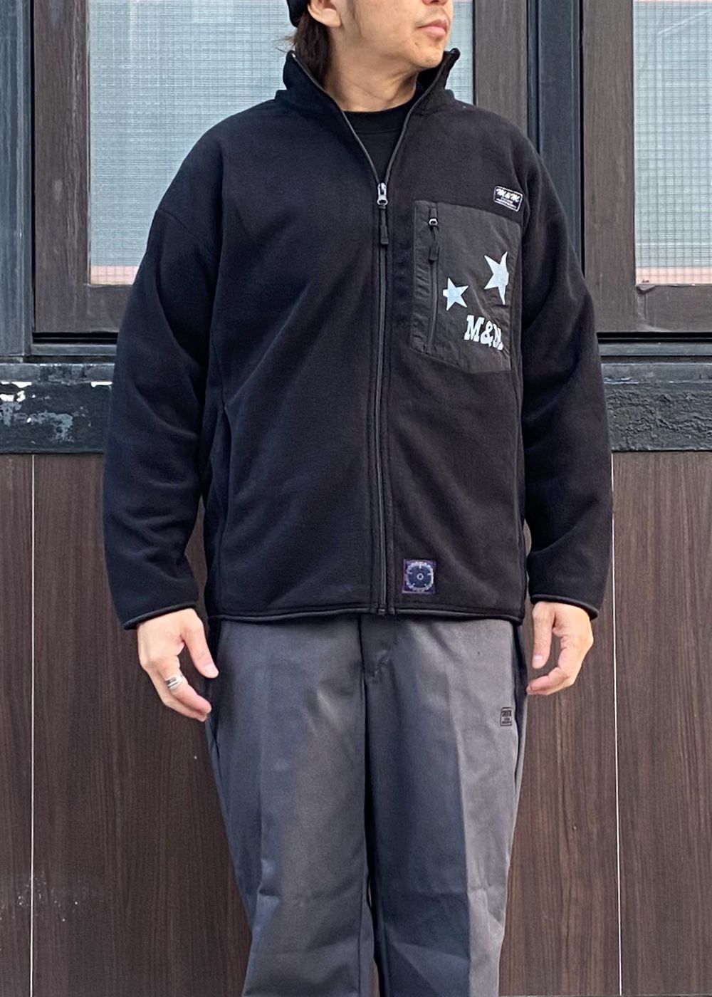 【ラスト1点】Stand zip fleece Blouson (BLACK) / フルジップ フリース ジャケット