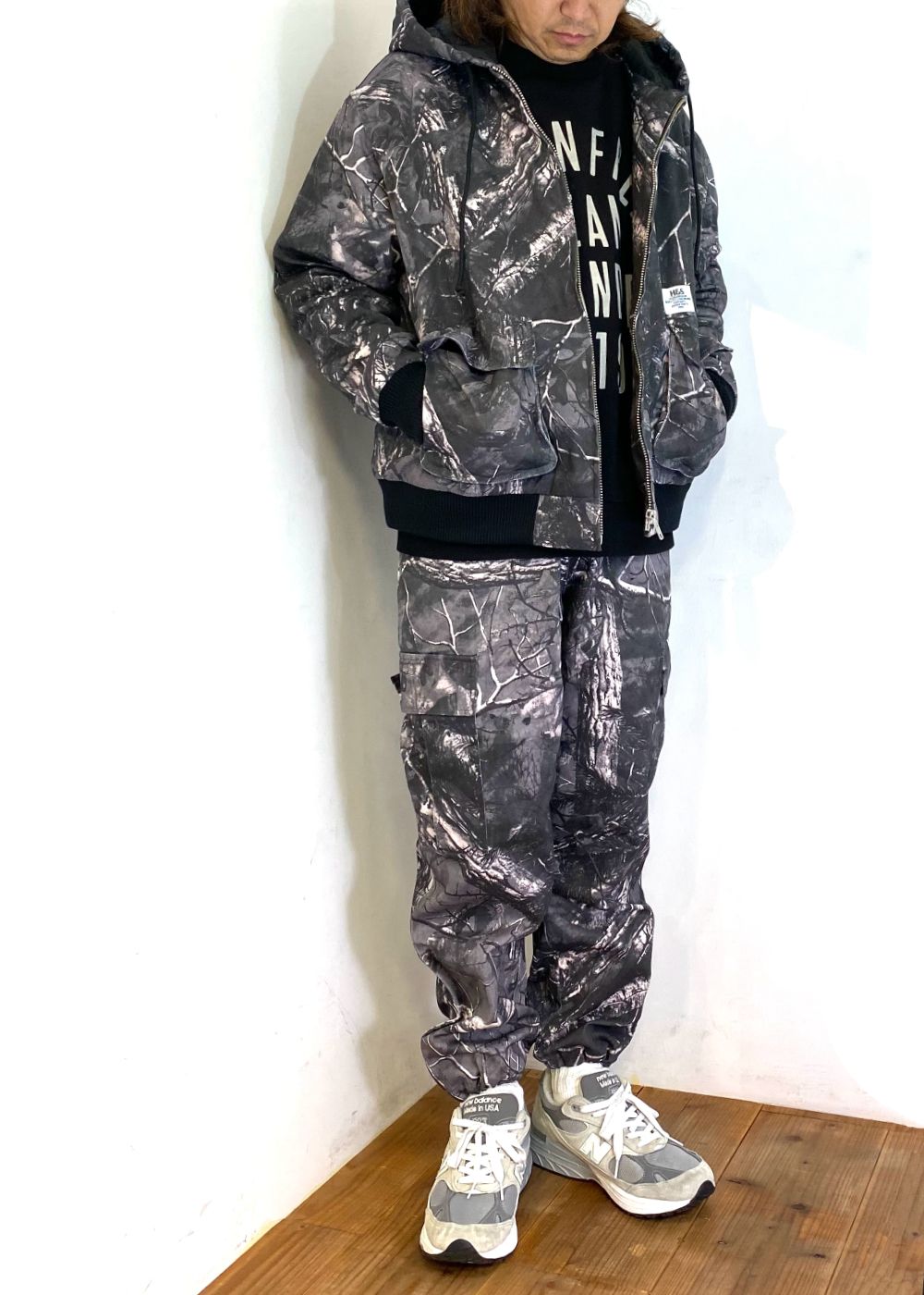 Camo Zip Hooded Jacket (BLACK CAMO) / オリジナル カモフラージュ フード ジャケット / セットアップ可能