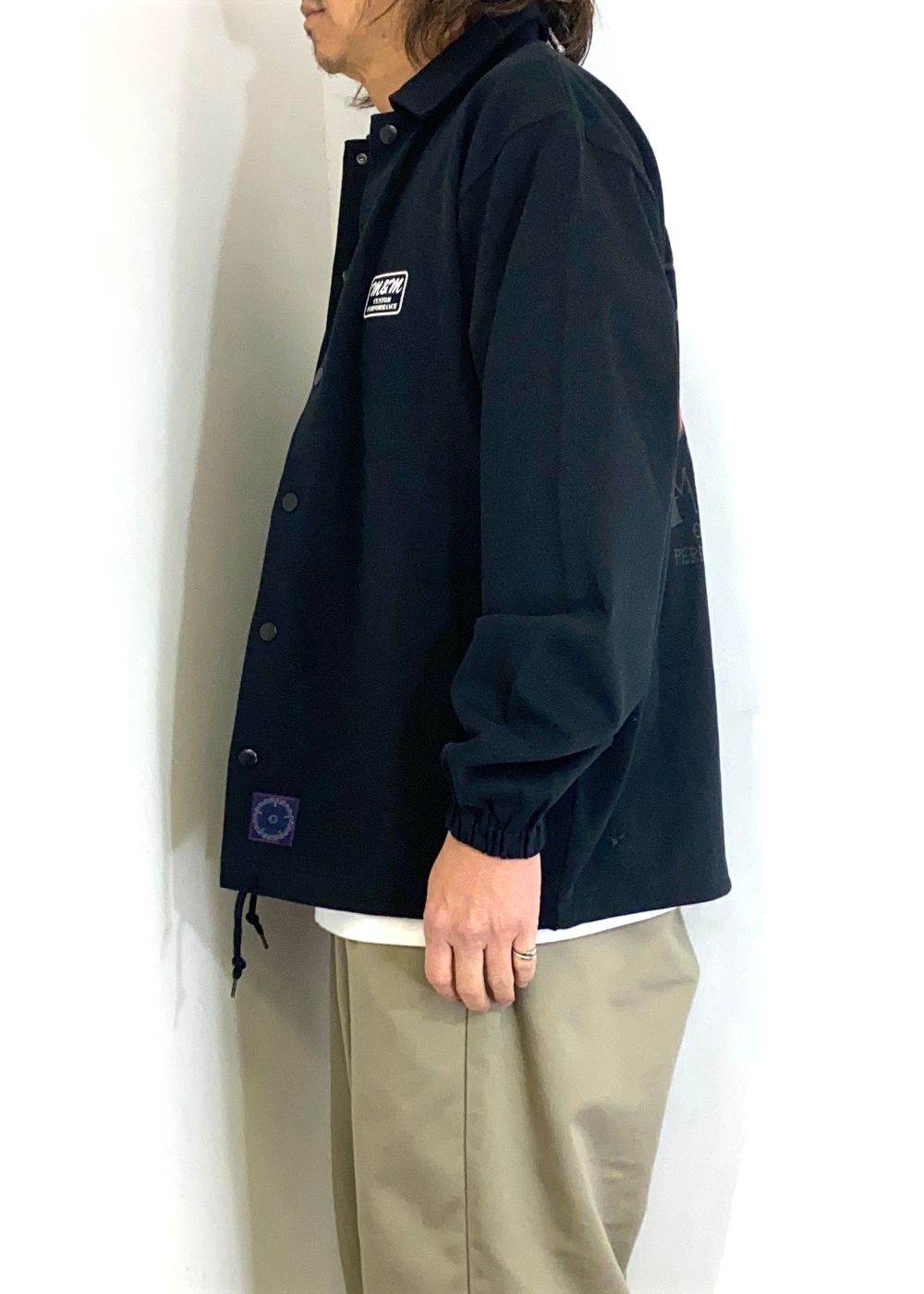 COTTON COACH JACKET (BLACK) / コットン 天竺 コーチジャケット
