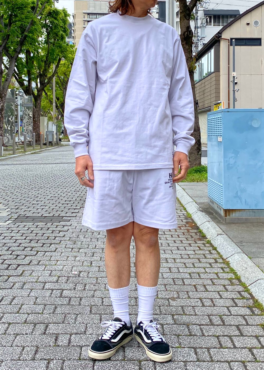 H&S L/S Tee (LIGHT GRAY) / オリジナル ロゴ プリント ロング スリーブ Tシャツ