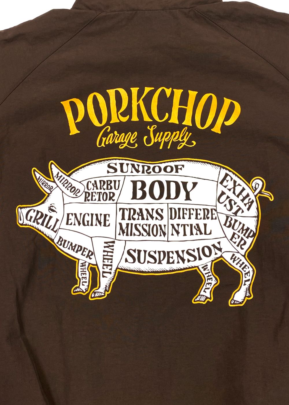 PORK BACK NYLON JKT (DARK BROWN) / ポークバック ナイロン トラック ジャケット