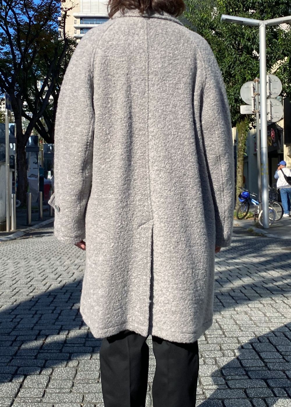 WOOL BALMACAAN COAT "Balmacaan" (GRAY) / ウール バルマカーン コート