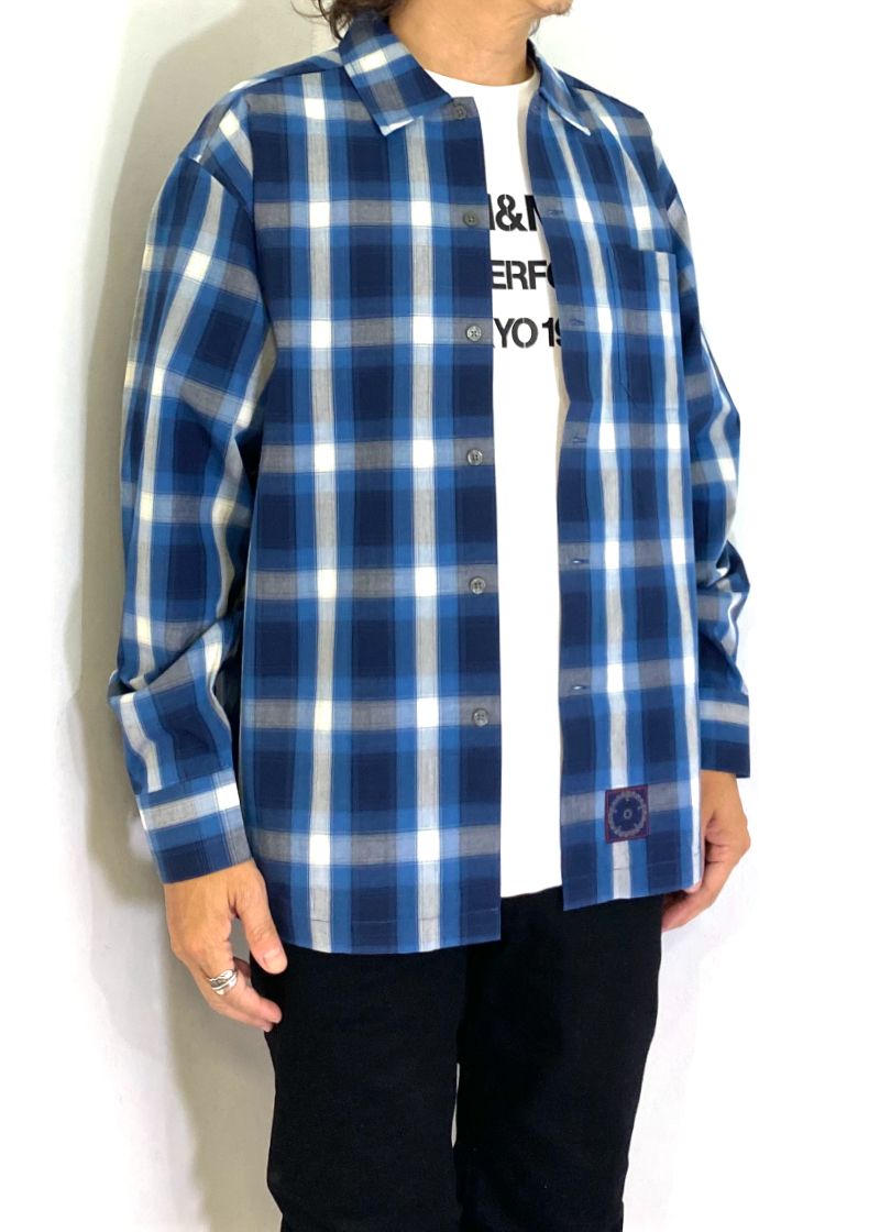 L/S CHECK SHIRT (NAVY×OFF WHITE) / チェック L/S シャツ