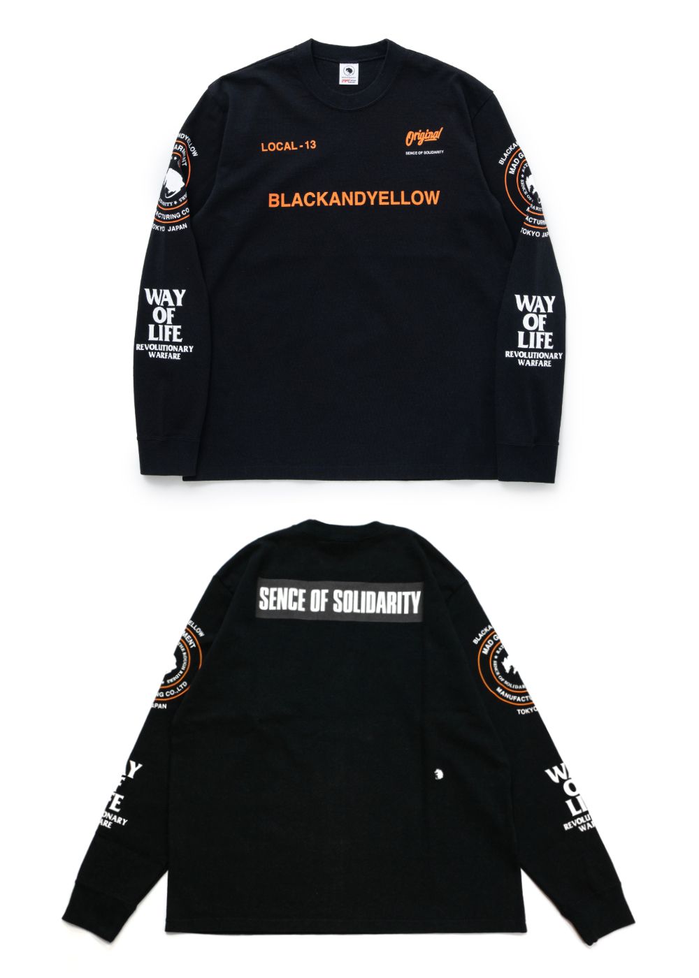 RATS - TWO WHEEL L/S TEE (BLACK×ORANGE) / 2ウィール