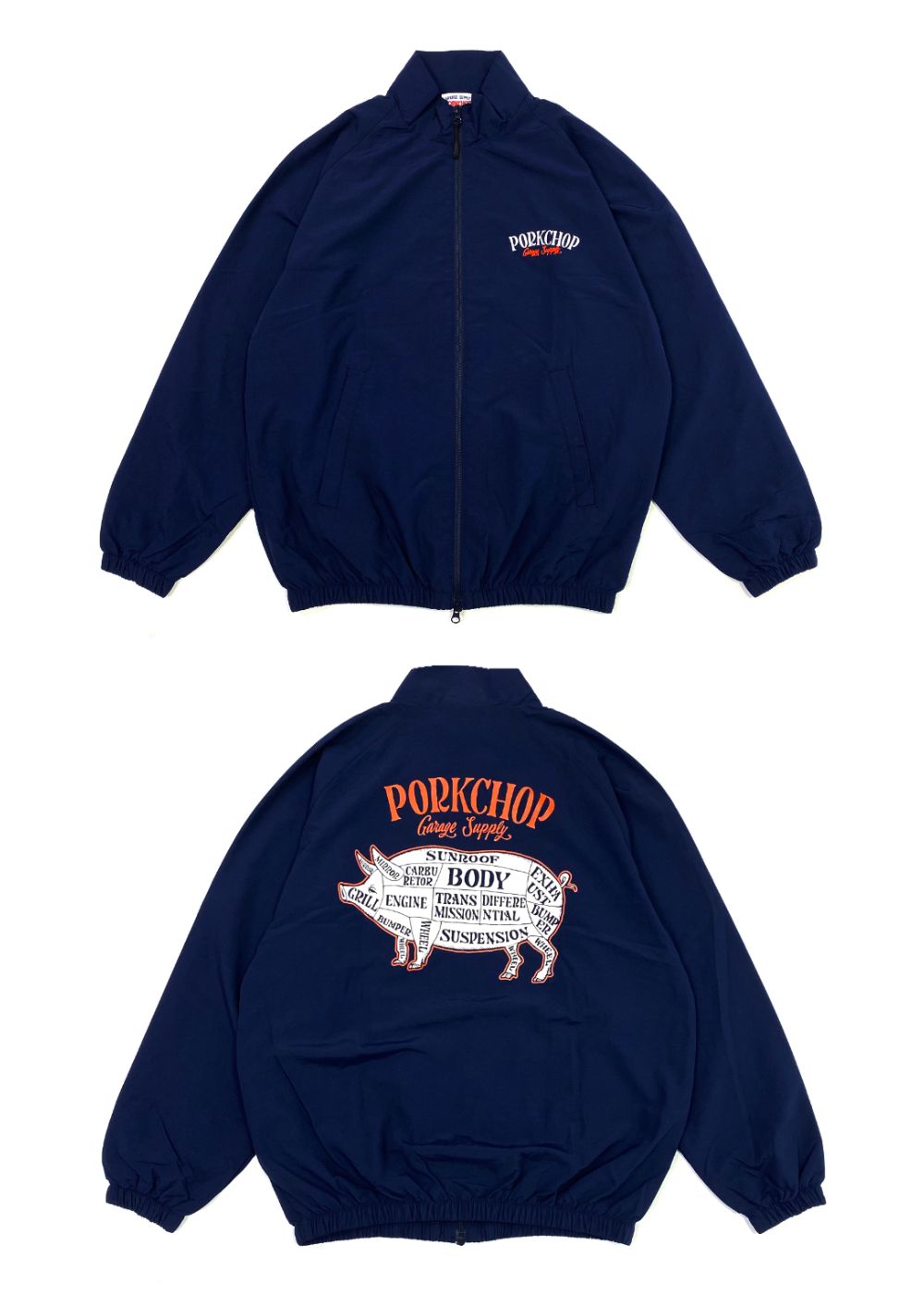 【ラスト1点】PORK BACK NYLON JKT (NAVY) / ポークバック ナイロン トラック ジャケット