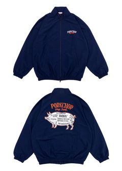 【ラスト1点】PORK BACK NYLON JKT (NAVY) / ポークバック ナイロン トラック ジャケット