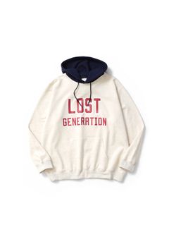 【ラスト1点】LOST HOODIE (OATMEAL) / フード切り替え スウェットパーカー