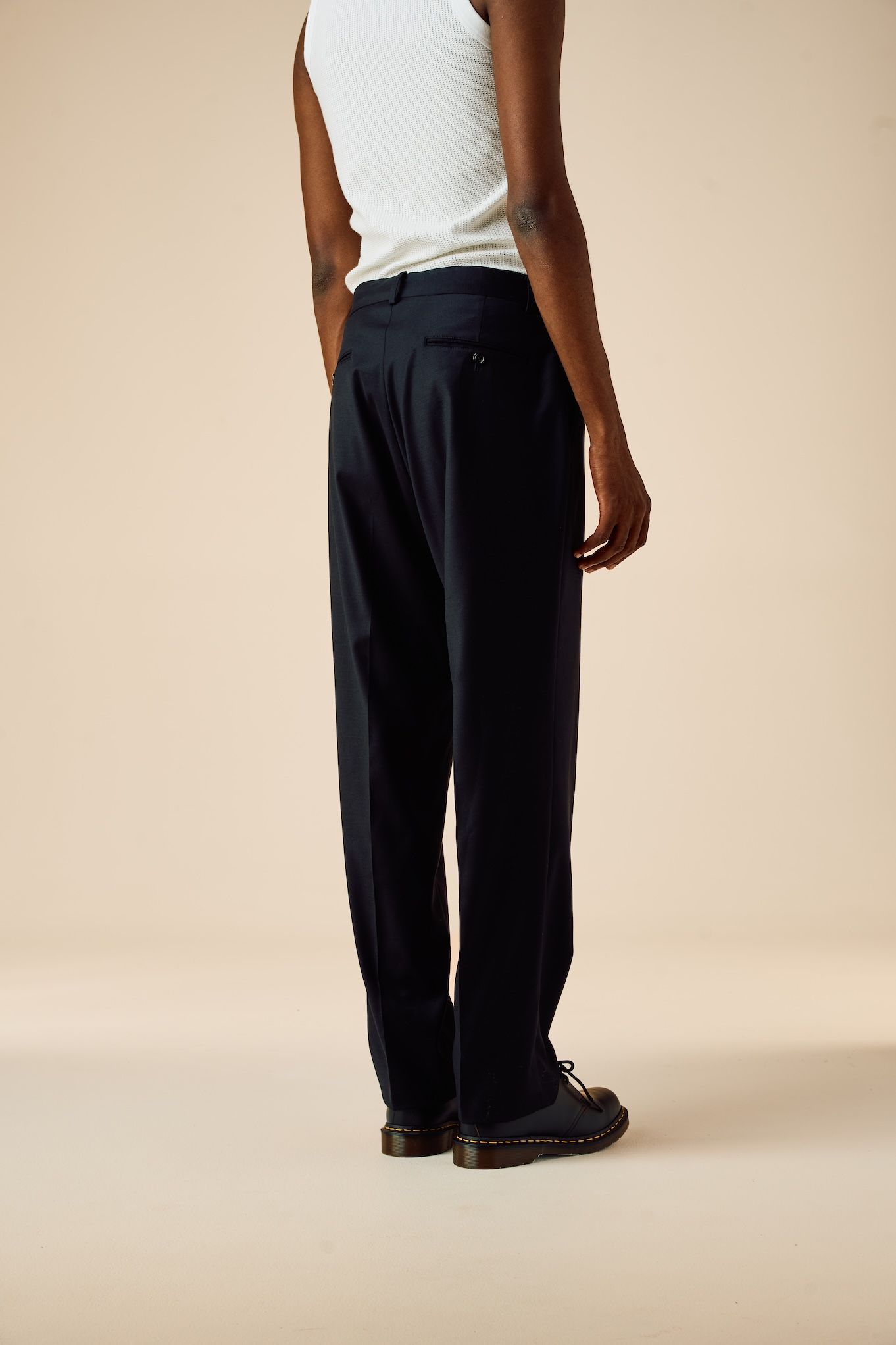 10L WOOL SILK PANTS "THUNDERS" (BLACK) / ウールシルク スラックス