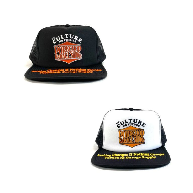 PORKCHOP GARAGE SUPPLY 新作販売告知 / フロントのグラフィックが目を引くメッシュキャップ。