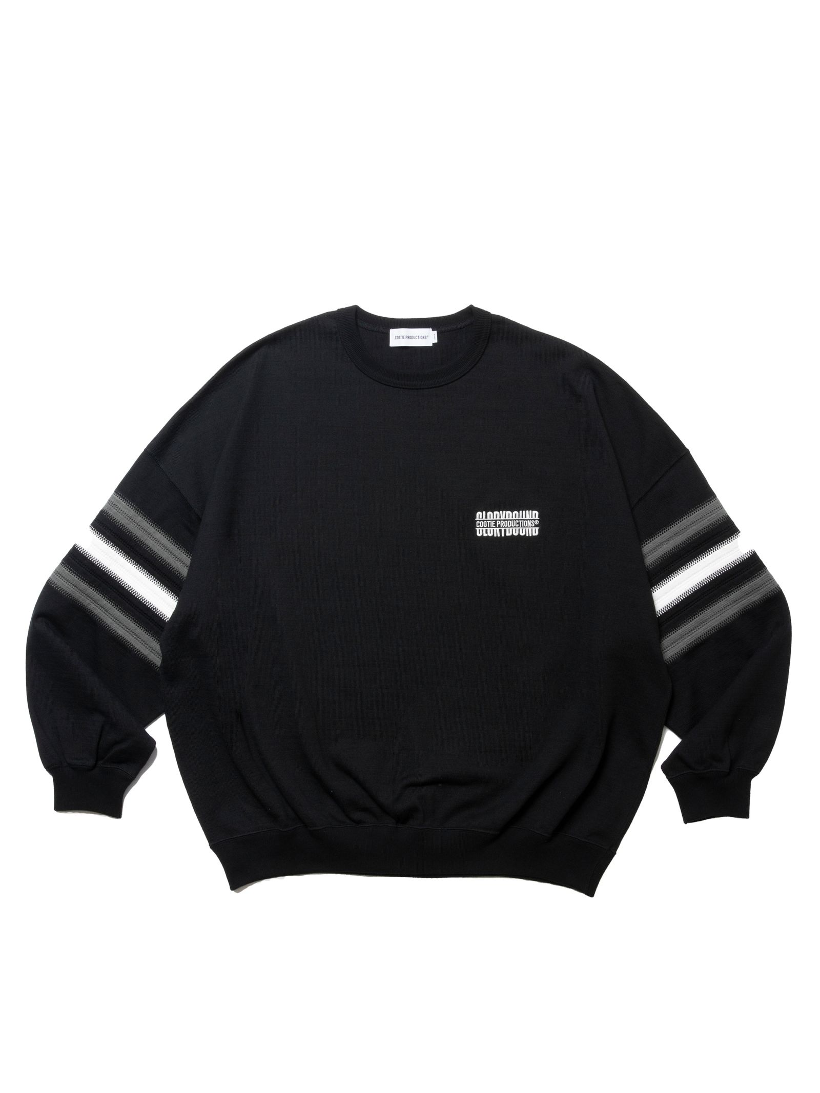 COOTIE PRODUCTIONS - Heavy Oz Jersey Jacquard Sleeve Crew (BLACK) / ジャガード  ボーダー スリーブ カットソー | LOOPHOLE