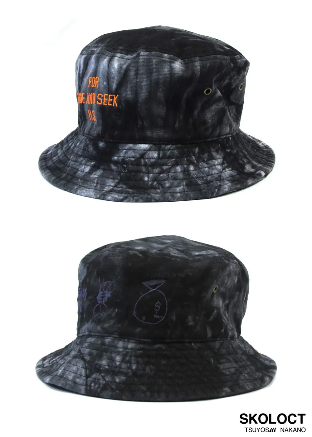 × SKOLOCT HAT (TYE-DYE BLACK) / スコロクト コラボバケットハット
