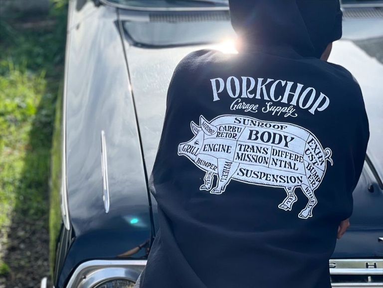 PORKCHOP GARAGE SUPPLY - PORK BACK HOODIE (BLACK) / ポークバック 