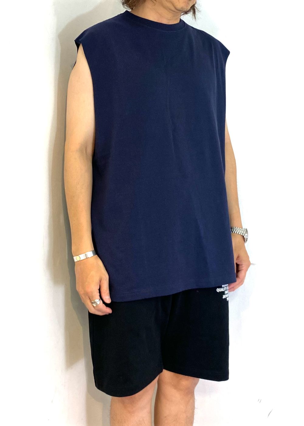 H&S Logo Sleeveless Tee (BigSilhouette) (NAVY) / カットオフ ノースリーブ Tシャツ