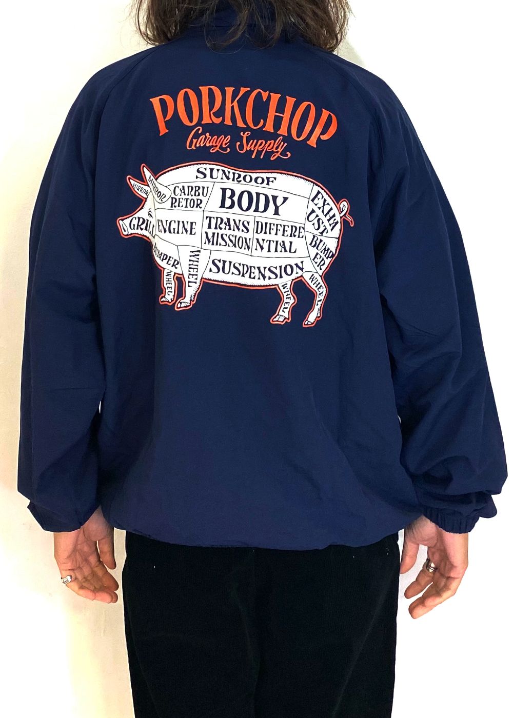 【ラスト1点】PORK BACK NYLON JKT (NAVY) / ポークバック ナイロン トラック ジャケット