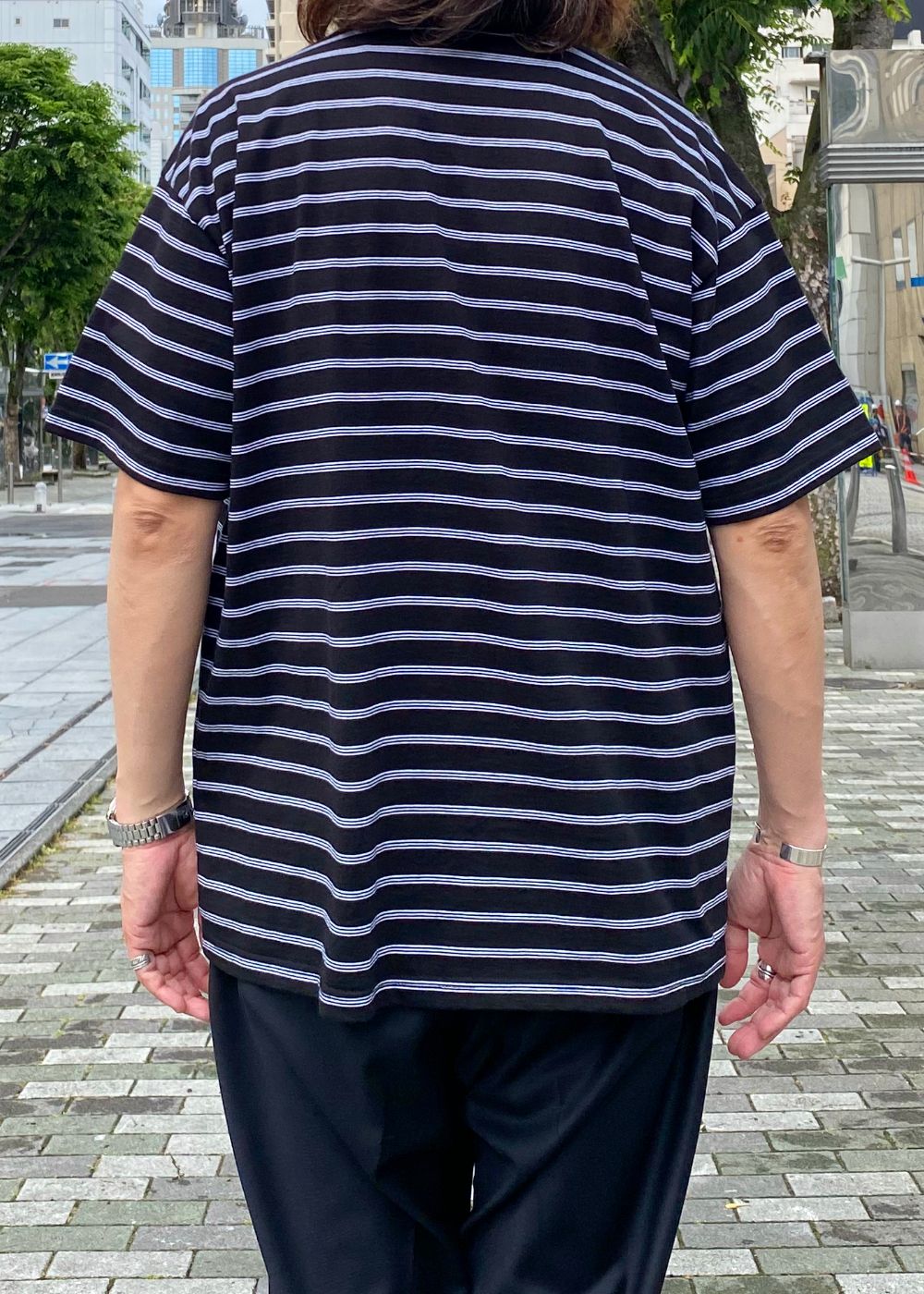 S/S POCKET T "GAZ" (BLACK) / ボーダー ポケット Tシャツ