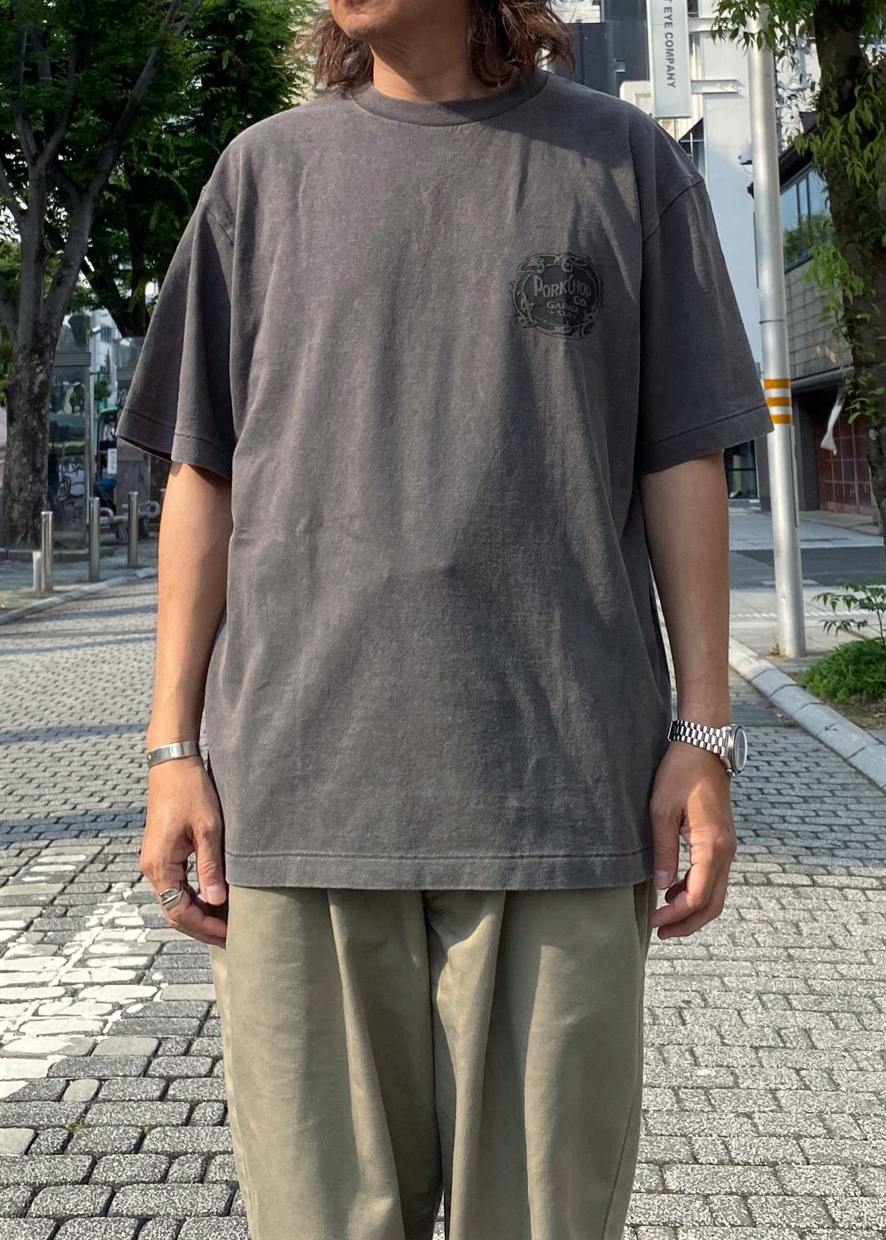 F LEAF LOGO TEE (FADE GRAY) / リーフ ロゴ Tシャツ