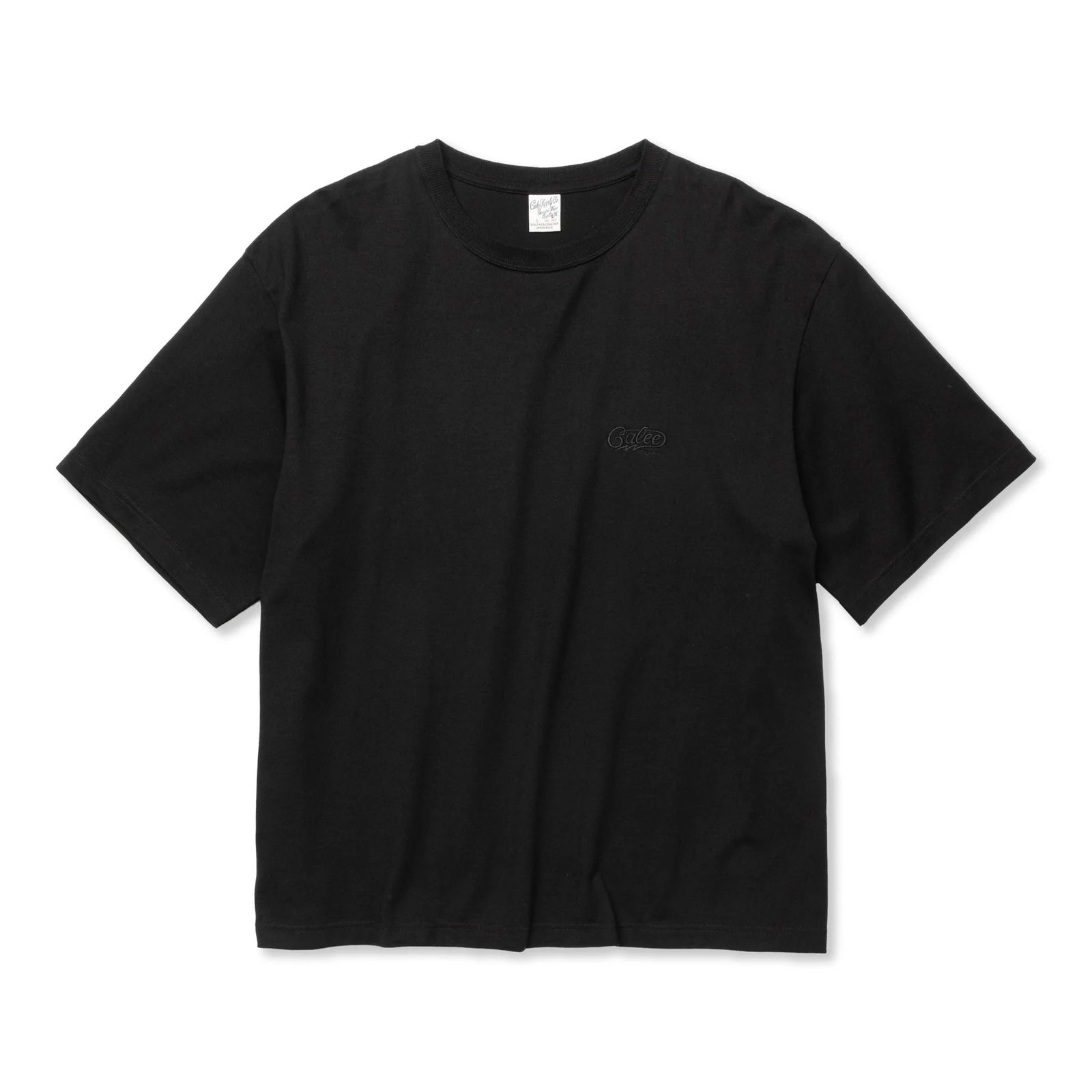 CALEE - EMBROIDERY DROP SHOULDER S/S TEE (BLACK) / オリジナル 