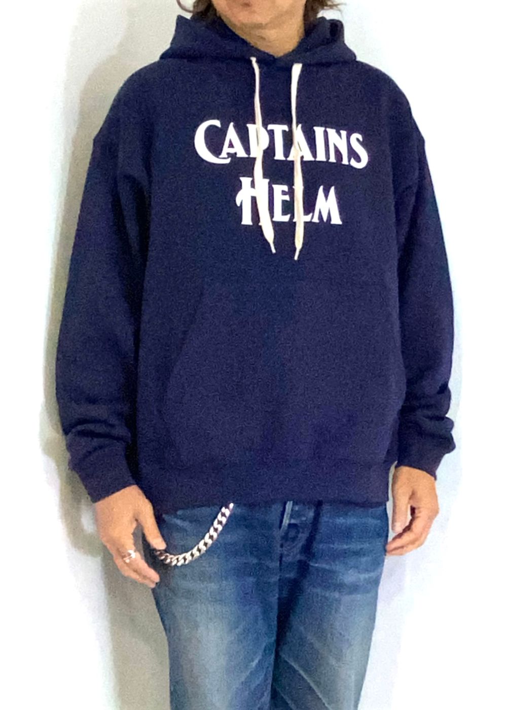 CLASSIC LOGO HOODIE (NAVY) / ロゴ プリント スウェット パーカー