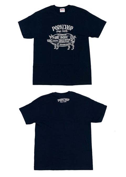 PORK FRONT TEE 25 (NAVY) / ポーク フロント ロゴ Tシャツ