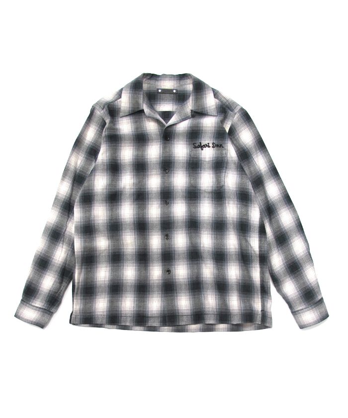 MINEDENIM - Ombre Check Flannel EMB Open Collar SH (BLT