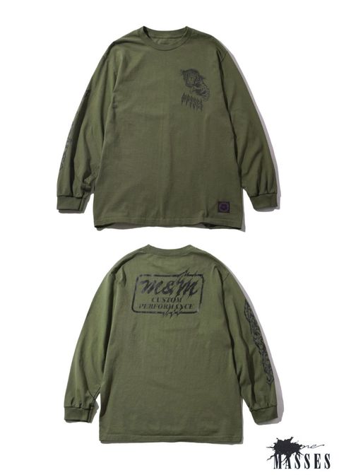 PRINT L/S TEE (×MASSES) (OLIVE) / マシス コラボレーション プリントロンT