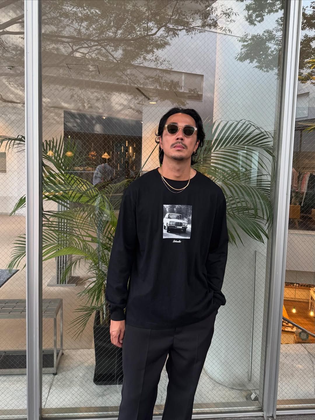 【ラスト1点】R9 PHOTO LS TEE (BLACK) /  オリジナル フォトプリント Tシャツ