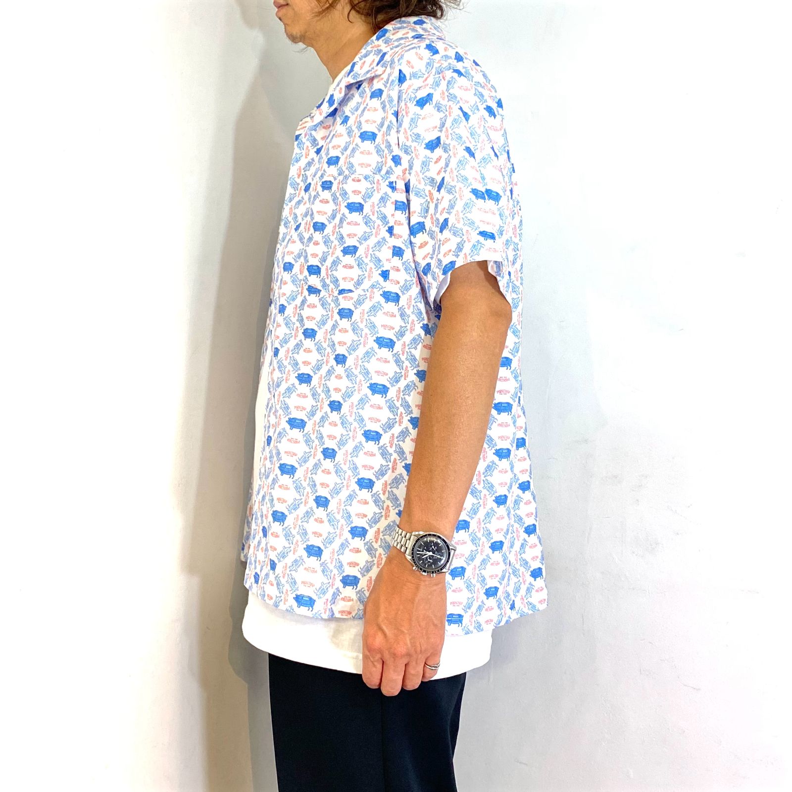 PORK AOP SHIRT (WHITE) / オリジナル プリント シャツ