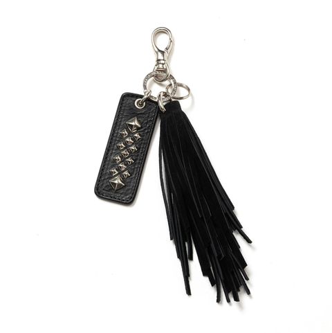 LEATHER TASSEL KEY RING (BLACK) / スタッズ & タッセル レザー キーリング