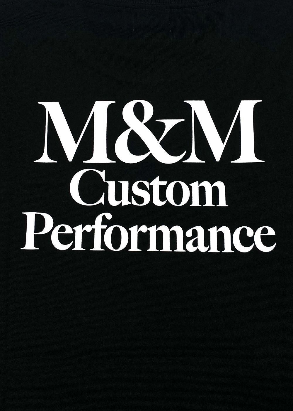 M＆M Customperformance 本立て ウッド　黒×白　ロゴ　★ M&M CUSTOM PERFORMANCE - Logo EMB. Tee (BLACK) / ロゴ