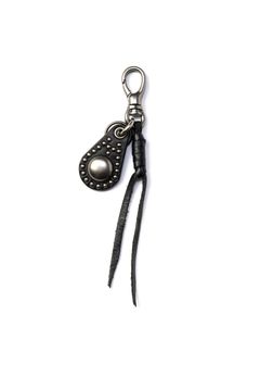 STUDS LEATHER CHARM KEY RING (BLACK) / スタッズ レザー キーリング